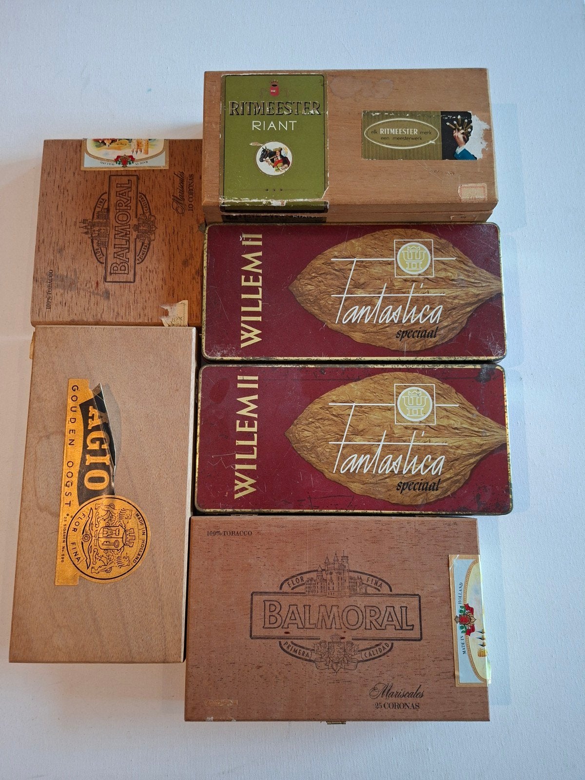 Vintage sigarenkistjes: Balmoral, Willem II, Ritmeester, Ophalen of Verzenden, Gebruikt