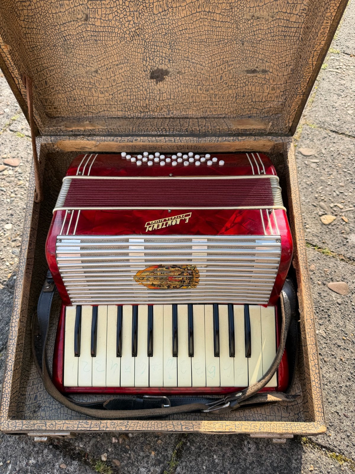 Vintage Bontempi Accordeon met Koffer - Rood, Overige merken, Gebruikt, Overige formaten, Met koffer