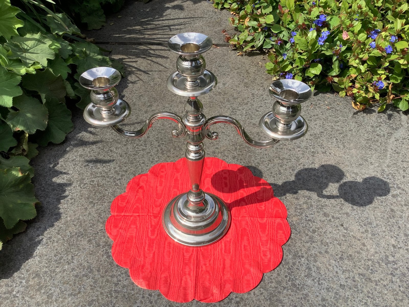 Klassieke drie-armige kandelaar - zwaar verzilverd, Ophalen of Verzenden, Zo goed als nieuw, Kandelaar