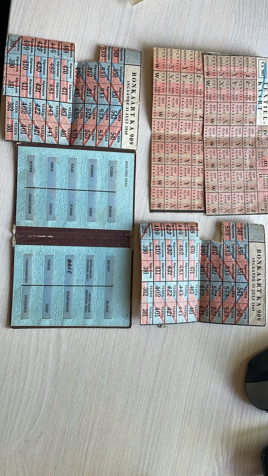 Zeldzame Nederlandse Bonkaarten en Textielkaarten 1949, Verzamelen, Complete verzamelingen en Collecties, Ophalen of Verzenden