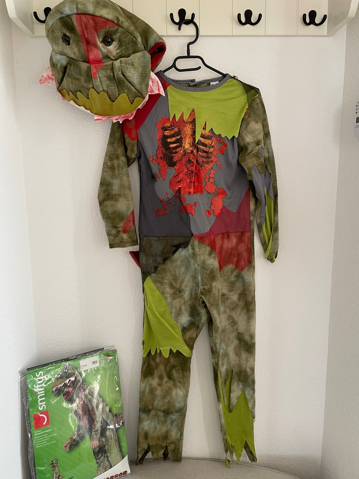 Zombie Dinosaurus Verkleedpak Halloween - Maat M, Ophalen of Verzenden, Zo goed als nieuw, 134 t/m 140, Jongen of Meisje