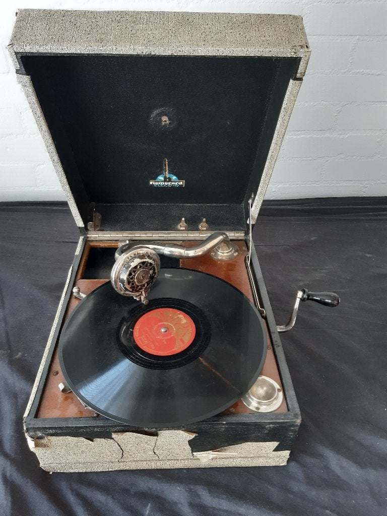 Antieke Homecord pathefoon / koffergrammofoon, Antiek en Kunst, Ophalen of Verzenden