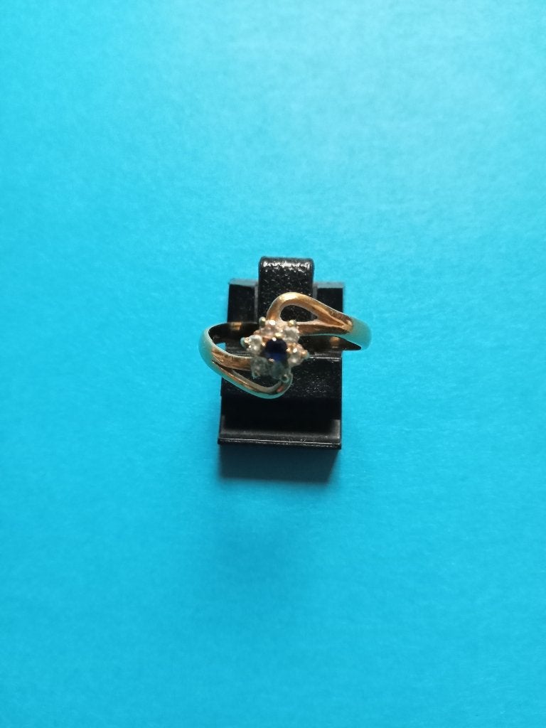 Mooi Klein Fijn 18 Kt Gouden Ring met Saffiertje - 16 3/4, Verzenden, Goud, Ring, Met edelsteen