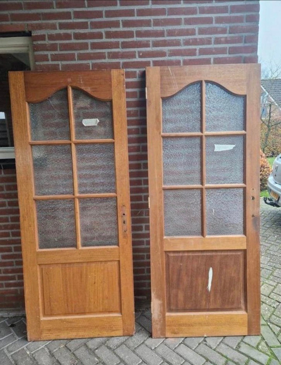 antieke houten deuren met glas, Ophalen, Gebruikt, 80 tot 100 cm, Binnendeur