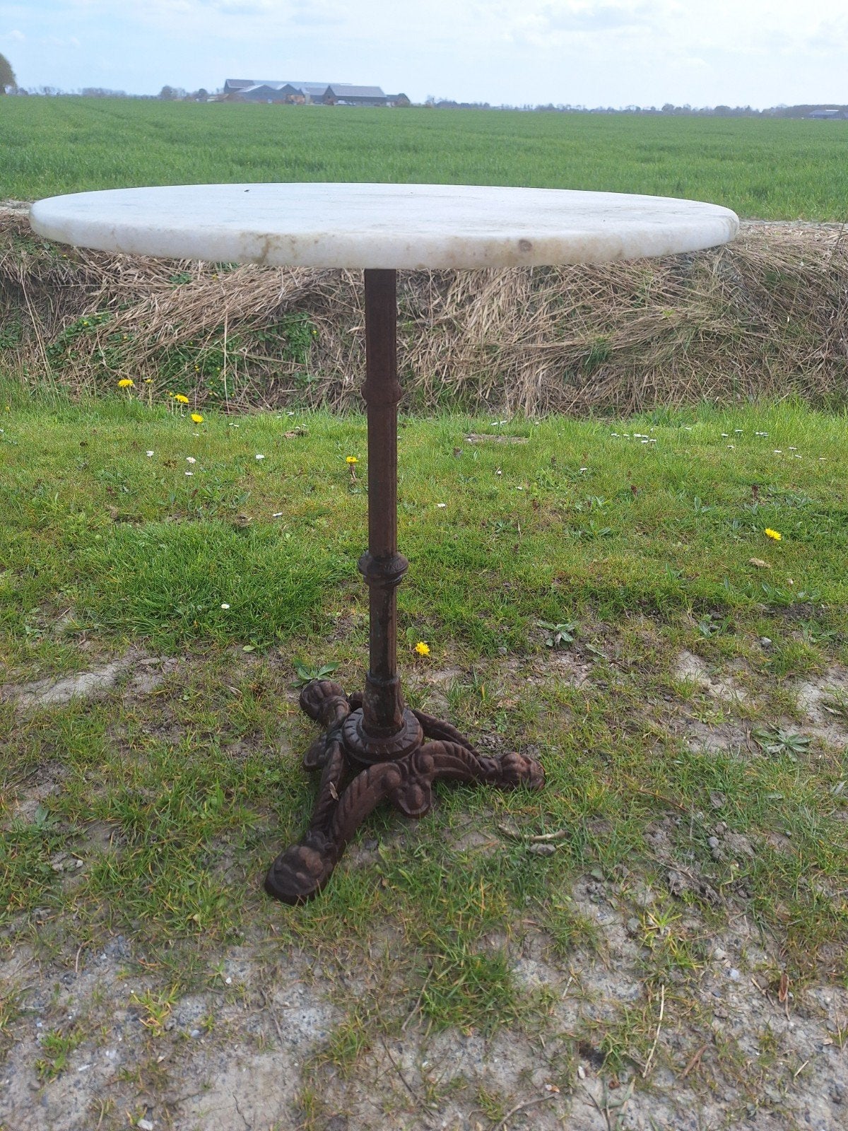 Bistrotafel marmer met gietijzeren poot, Ophalen, Rechthoekig, 50 tot 100 cm