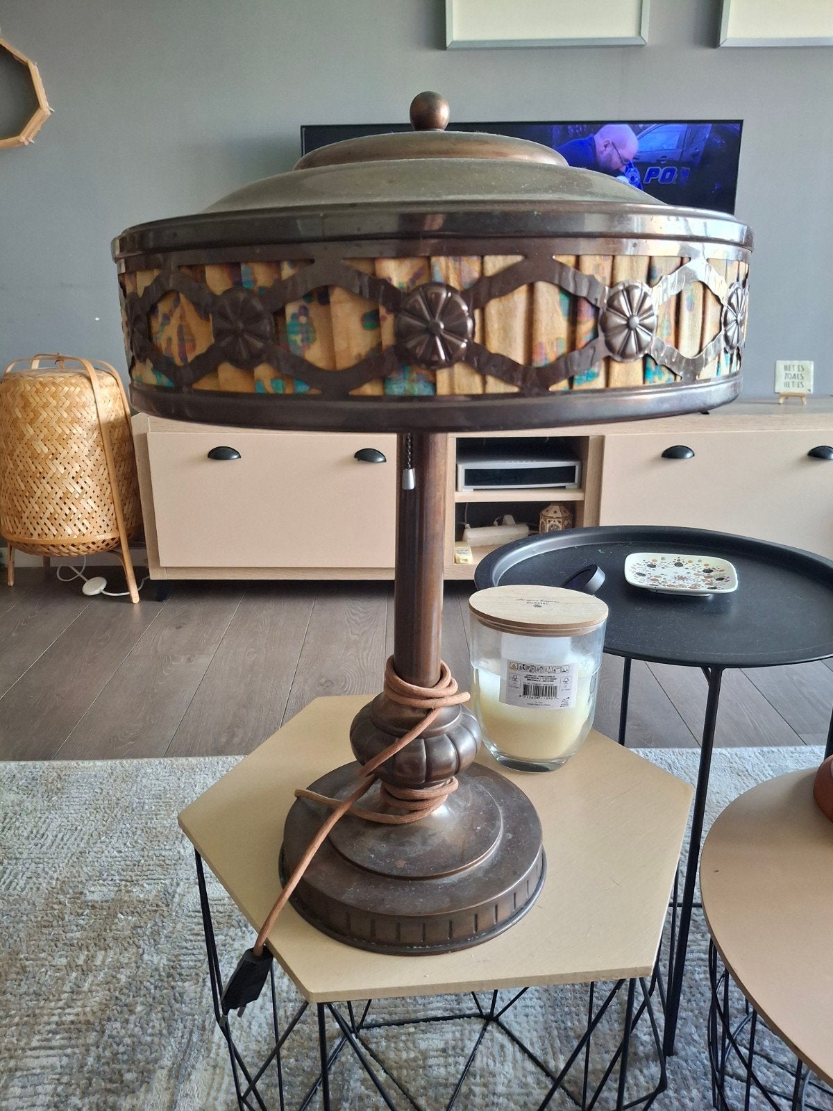 Jugendstil lamp brons, Ophalen of Verzenden