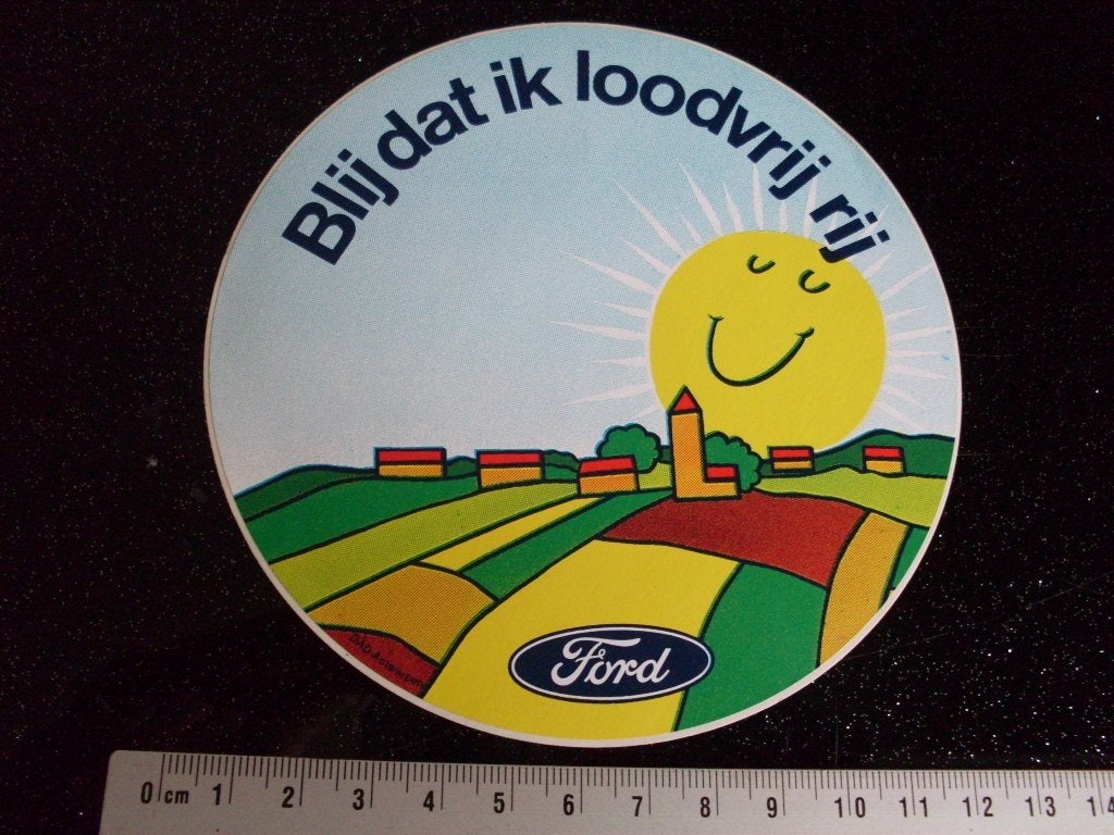 sticker Ford logo blij dat ik loodvrij rij, Verzenden, Zo goed als nieuw, Auto of Motor