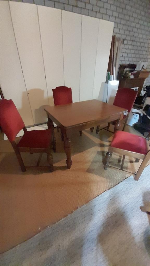Eettafel met 4 stoelen, Ophalen, Gebruikt, 50 tot 100 cm, 150 tot 200 cm