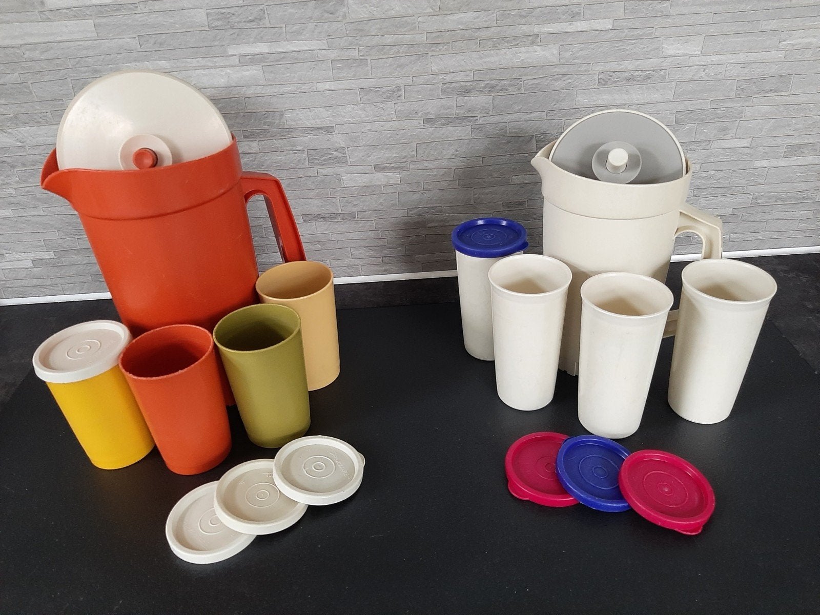 Tupperware sapkan waterkan 1.7of1.2ltr VA event.met bekers, Ophalen of Verzenden, Oranje, Beker of Kan