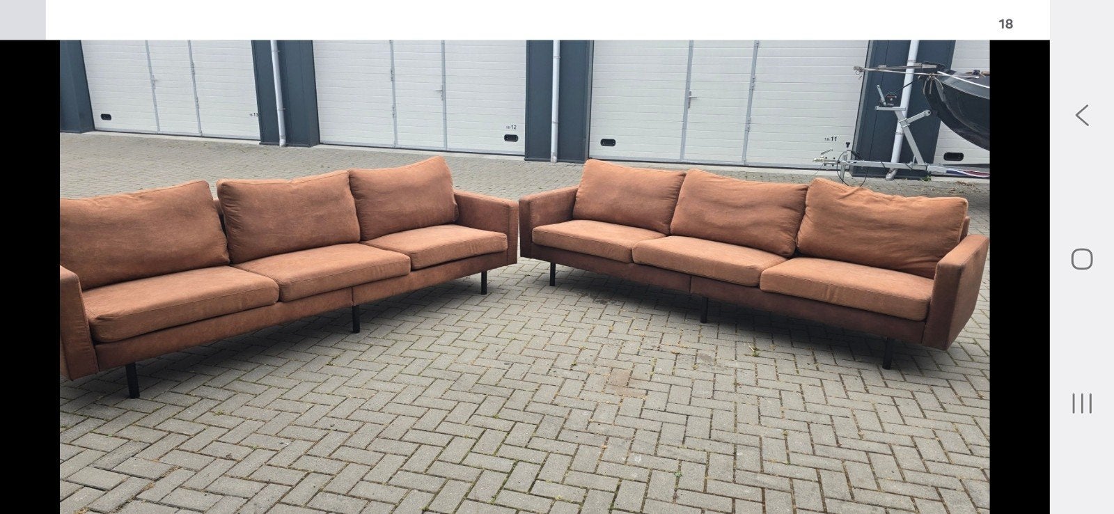2x 4-zits bank bypure home cognac, losse kussens, 250 tot 300 cm, Gebruikt, Onbekend, Ophalen of Verzenden