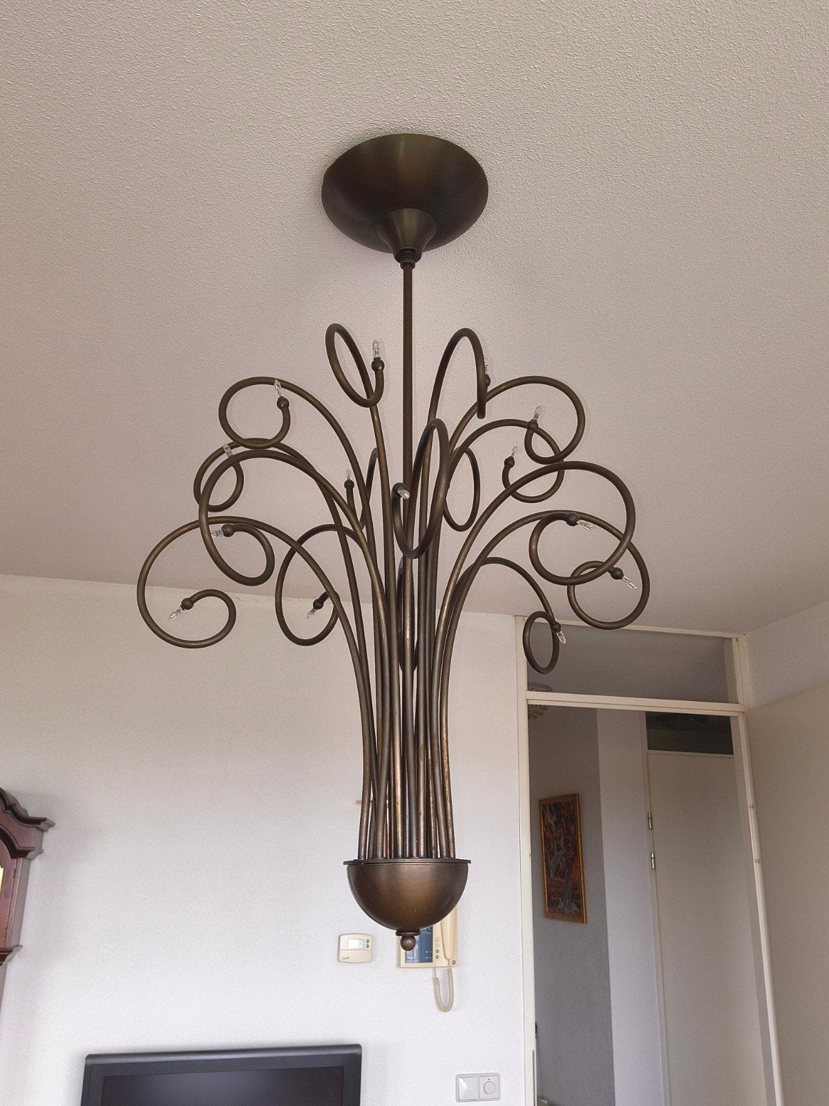 Sierlijke hanglamp plafondlamp, Ophalen, Zo goed als nieuw, Metaal