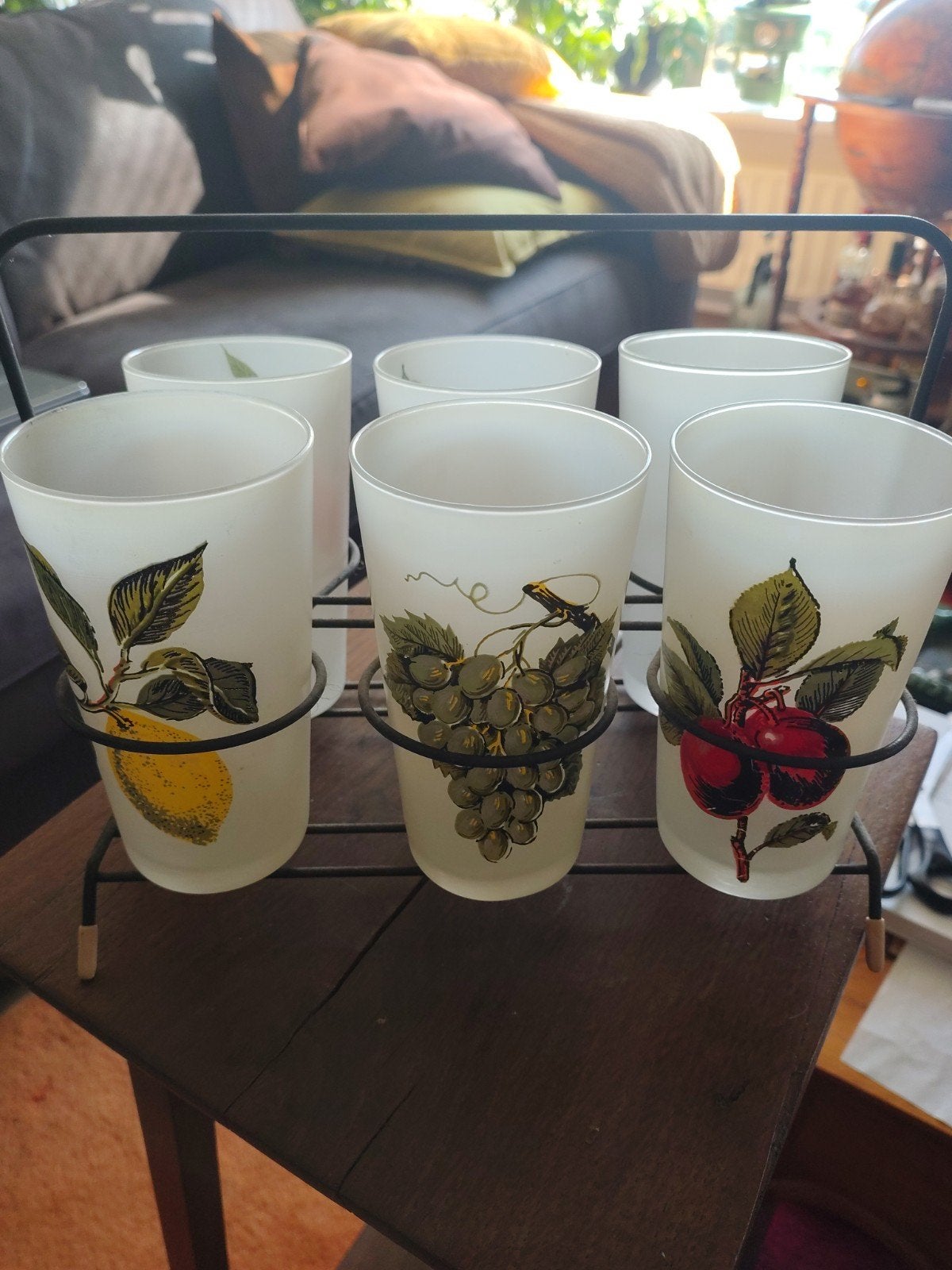 Federal Glass Frosted Fruit Limonadeglazen Set met Houder, Ophalen of Verzenden