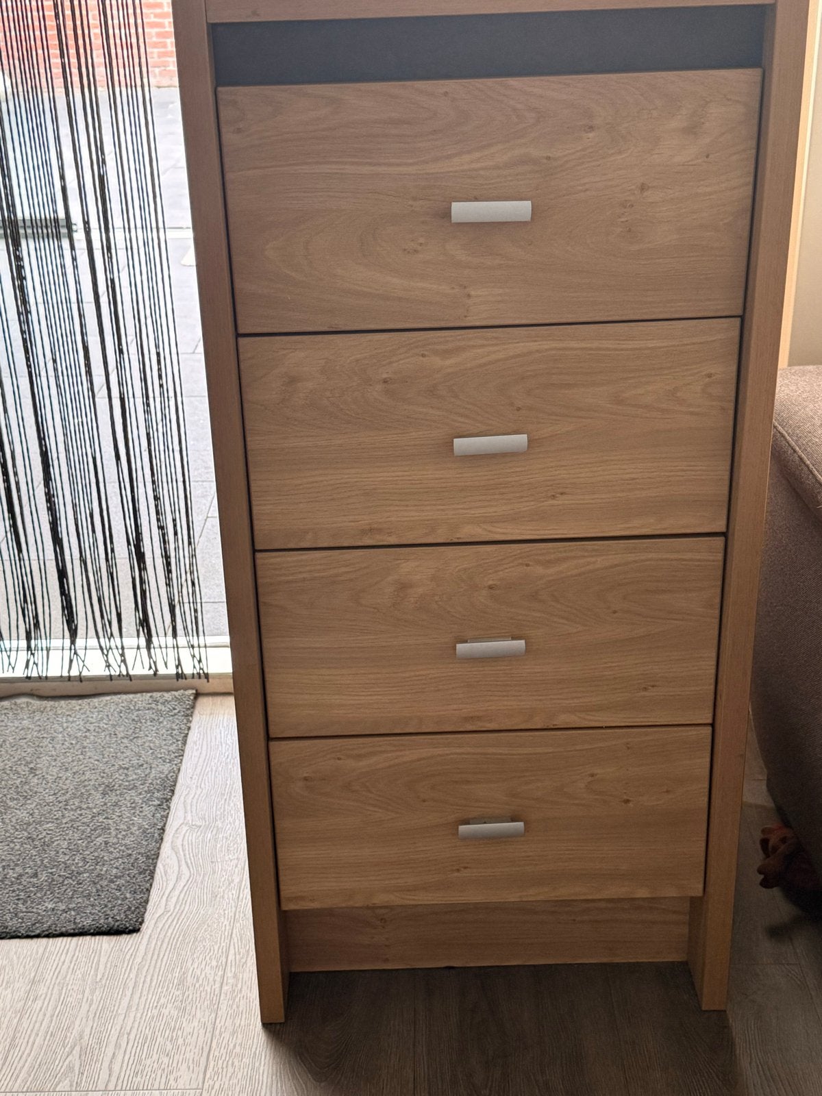 Houten ladekast met 4 laden, Ophalen, Gebruikt, 100 tot 150 cm, 50 tot 100 cm