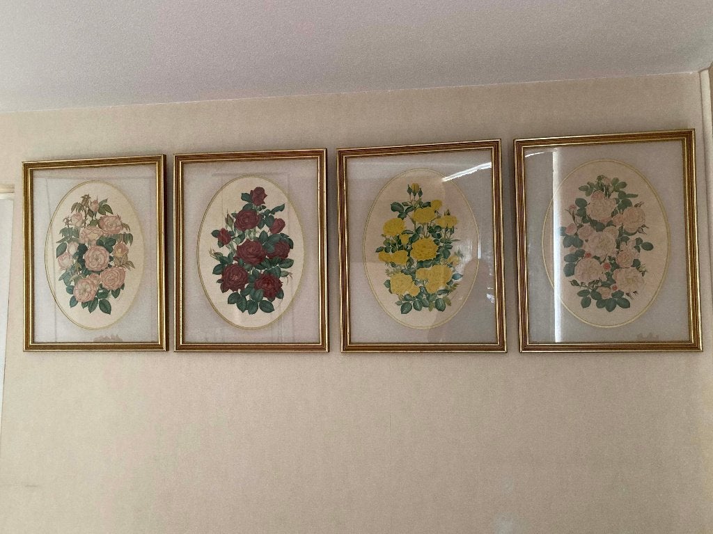 4 gesigneerde Rozen-litho’s van Joanna A. Lowe - certificaat, Antiek en Kunst, Ophalen
