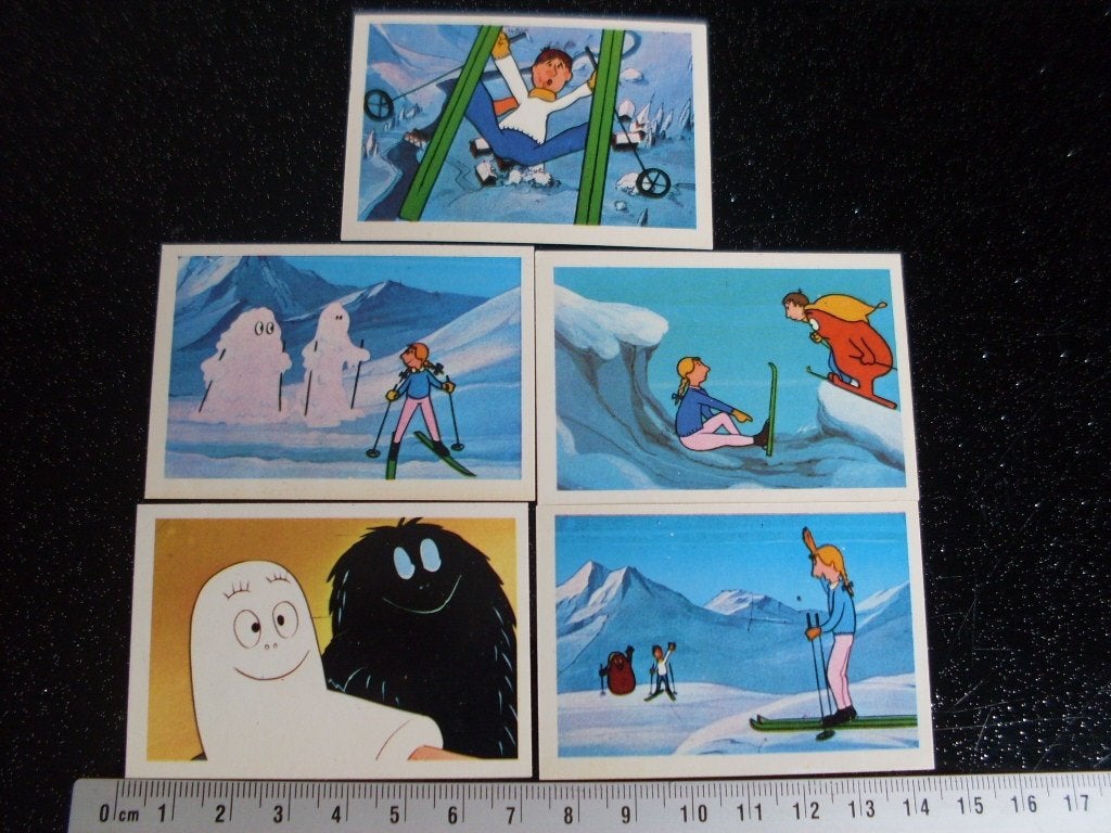 5x plaatje barbapapa naar de wintersport 1975, Hobby en Vrije tijd, Verzenden, Zo goed als nieuw, Plaatje
