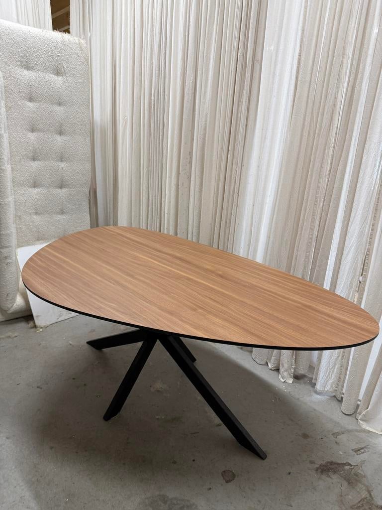 180 x 100 kiezel eettafel eiken melamine, Huis en Inrichting, Tafels | Eettafels, Ophalen, 200 cm of meer, 50 tot 100 cm, Zo goed als nieuw