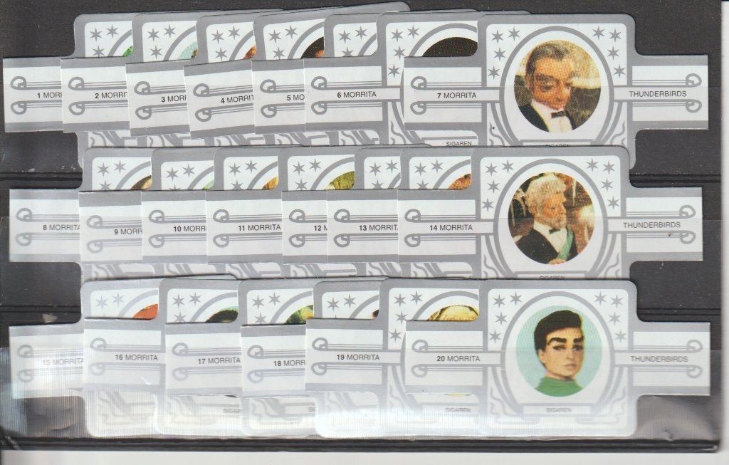 reeks 1943 thunderbirds  1-20   sigarenbanden, Ophalen of Verzenden, Zo goed als nieuw, Sigarenbandjes