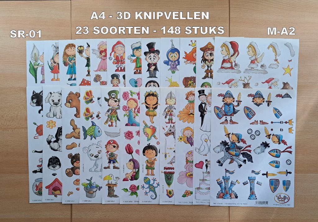50...A4-3D KNIPVELLEN 23 SOORTEN-148 VELLEN SANDY en RALF, Ophalen of Verzenden, Nieuw, Meerdere plaatjes