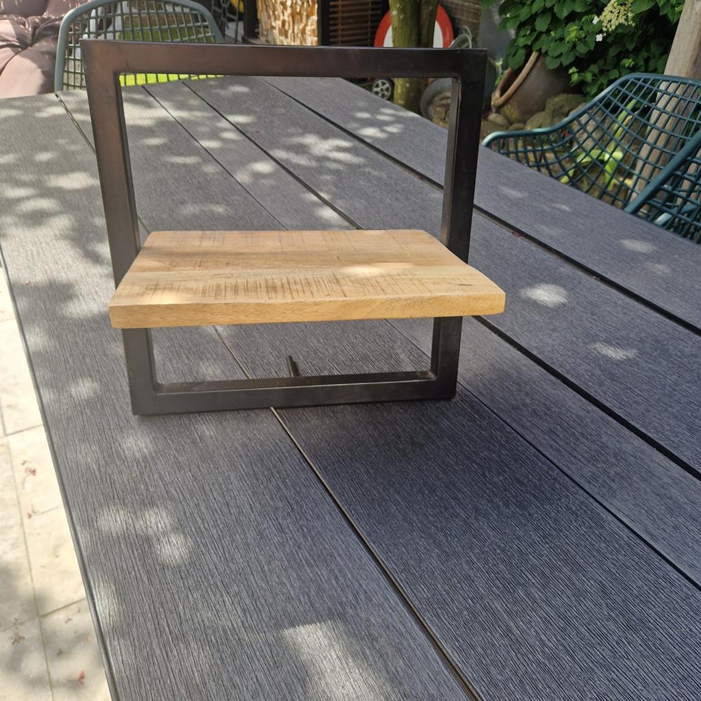 Houten met ijzer frame muur plank, Ophalen of Verzenden, Zo goed als nieuw