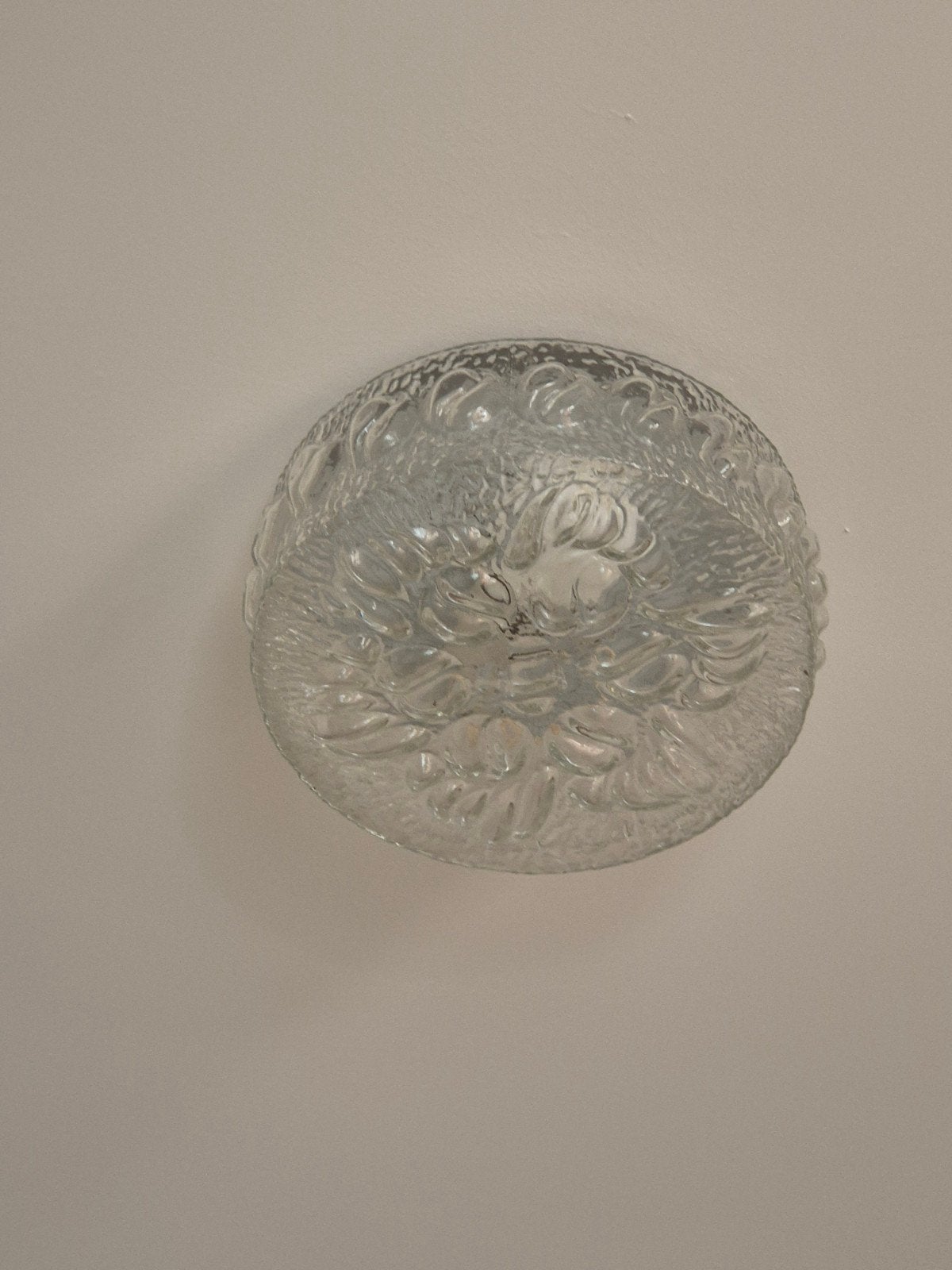 Vintage glazen ronde plafondlamp / wandlamp - Jaren '70, Ophalen of Verzenden, Gebruikt, Glas, Vintage, Retro, Bloemmotief, jaren 70