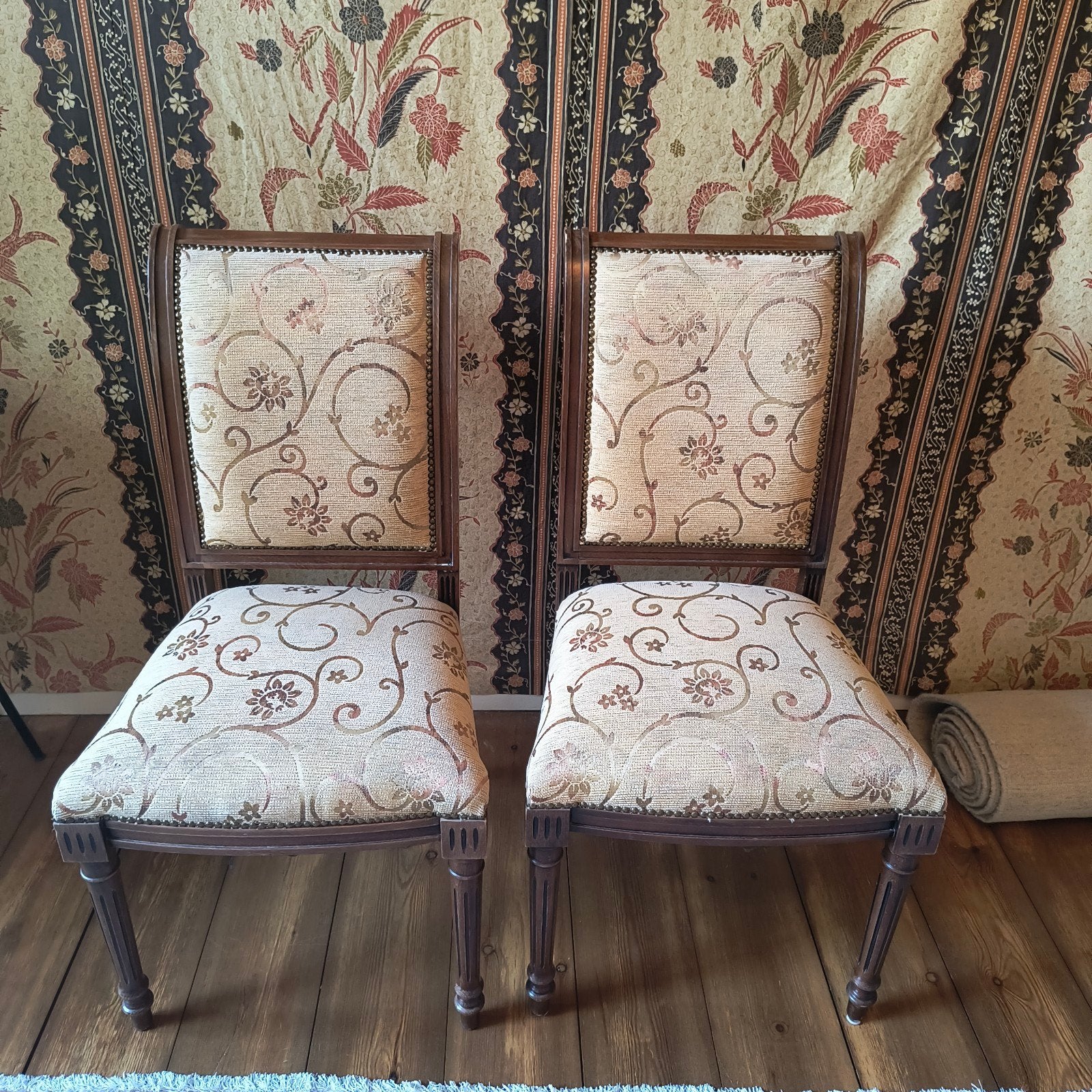 Set van 2 klassieke eetkamerstoelen, Ophalen, Gebruikt, Bruin, Twee
