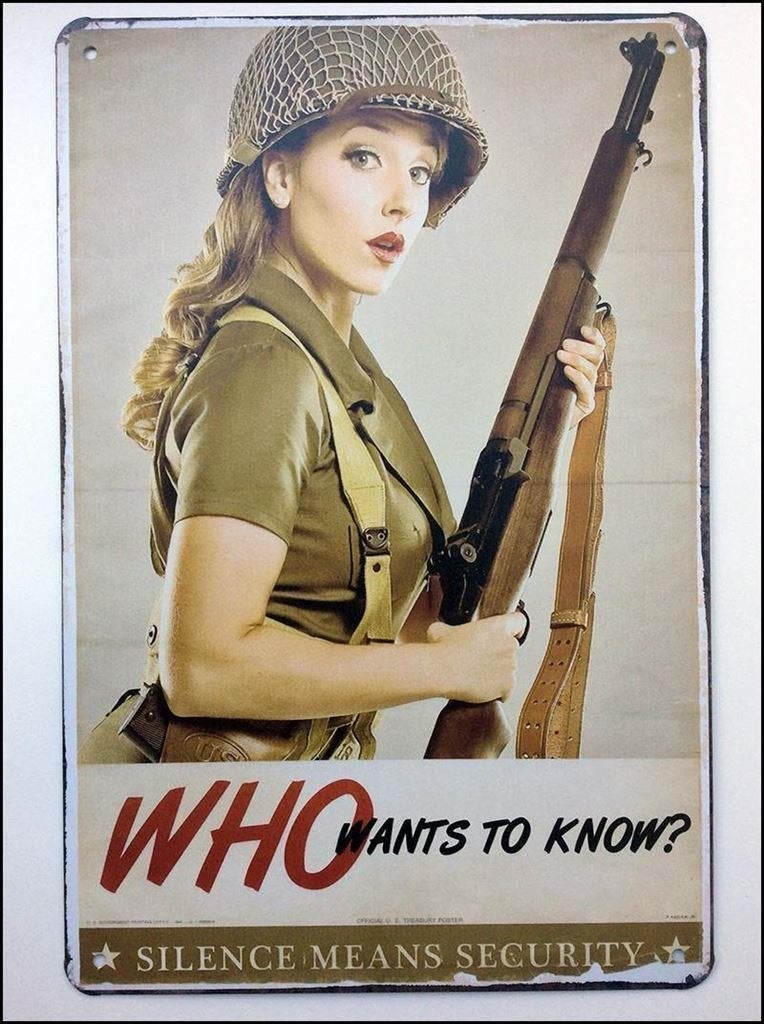 Vrouwelijke Soldaat Pin Up Leger Propaganda Metalen Bord, Verzenden, Nederland, Foto of Poster