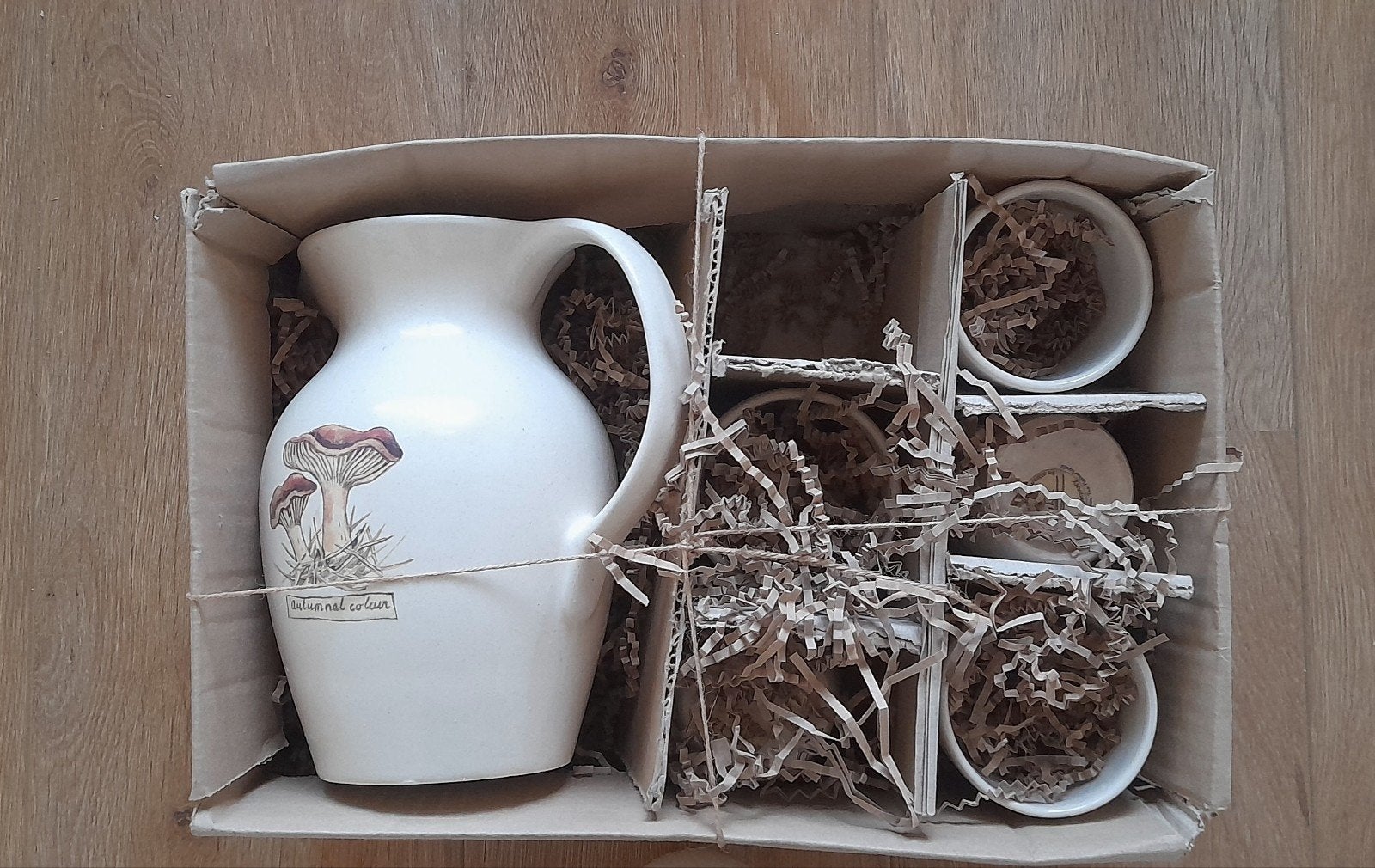 Ter Steege by Jet - Kan met 4 bekers, paddenstoel design, Kan, Keramiek, Landelijk/Boerenbont, Ophalen of Verzenden
