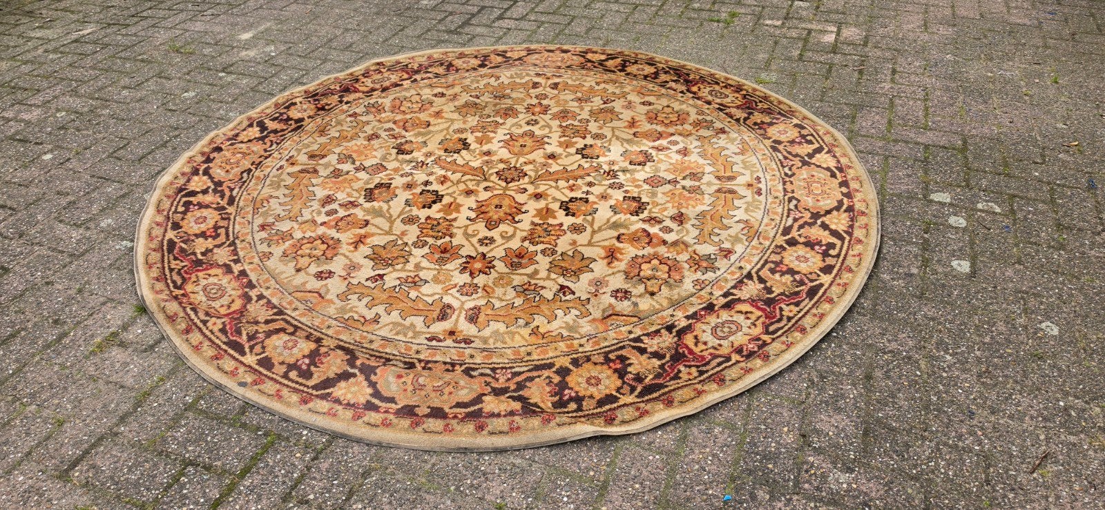 Prachtig groot vintage Perzisch wollen tapijt rond!, Huis en Inrichting, Stoffering | Tapijten en Kleden, Ophalen of Verzenden