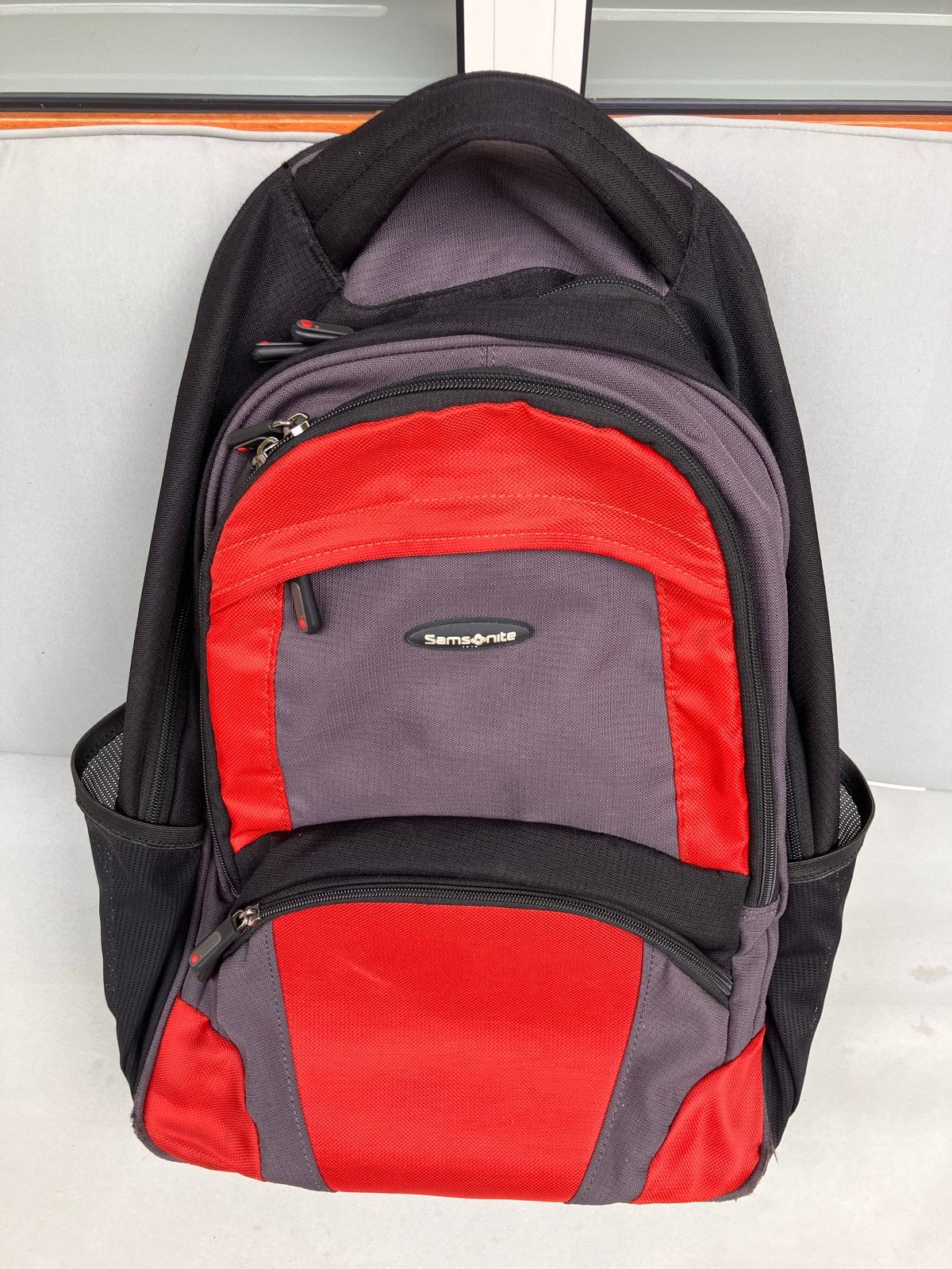 Samsonite (laptop)rugzak met wielen - Zwart/Rood, Gebruikt, 25 tot 40 cm, Ophalen, Overige merken