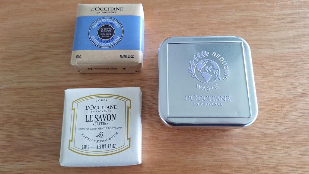 L'Occitane Zeepjes met blikje - Lavendel & Verbena, Ophalen of Verzenden, Nieuw, Bad & Douche