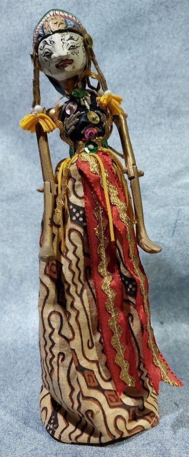 Wajangpop uit Indonesie, 22,5 cm, 1970 [5523]  [AnKuNi], Antiek en Kunst, 22 cm, Overige typen, Handgemaakt, Ophalen of Verzenden