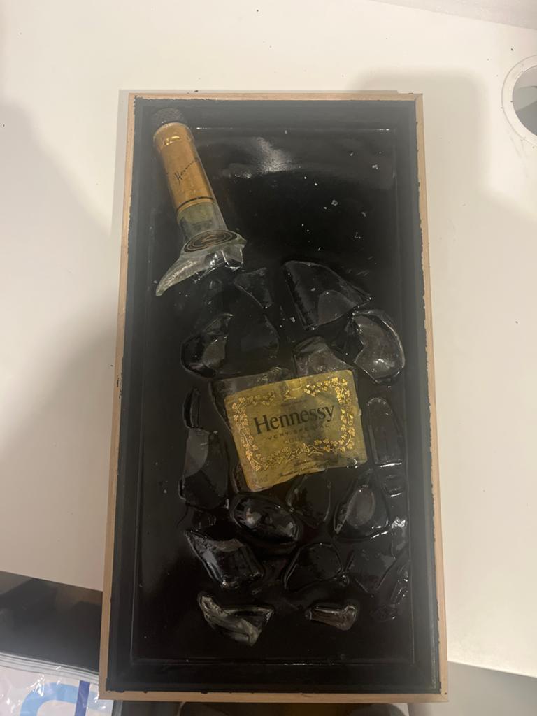 Uniek Hennessy Fles Kunstwerk - Wanddecoratie, Ophalen of Verzenden