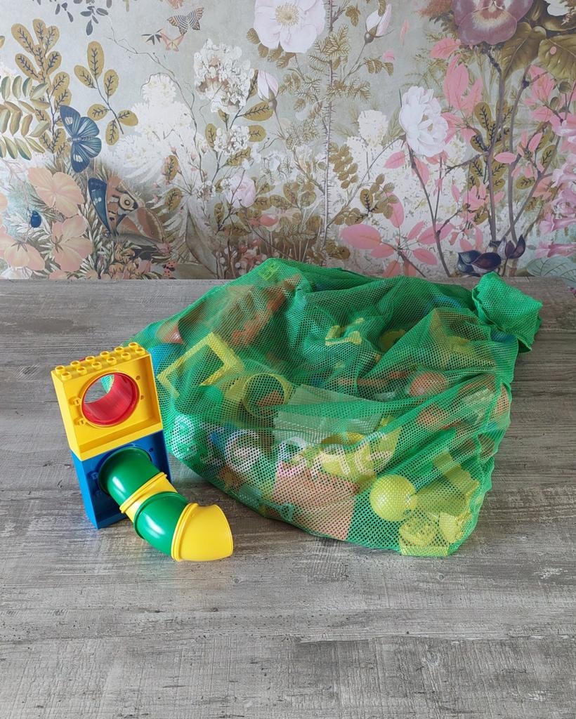 Zak vol Lego Duplo blokken en knikkerbaan., Ophalen of Verzenden