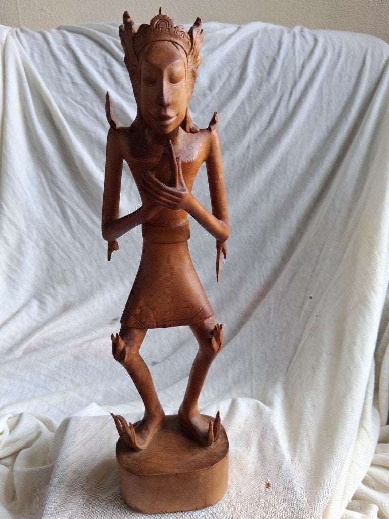 Tintia  Bali beeld, Hout, Bruin, Handgemaakt, Ophalen of Verzenden