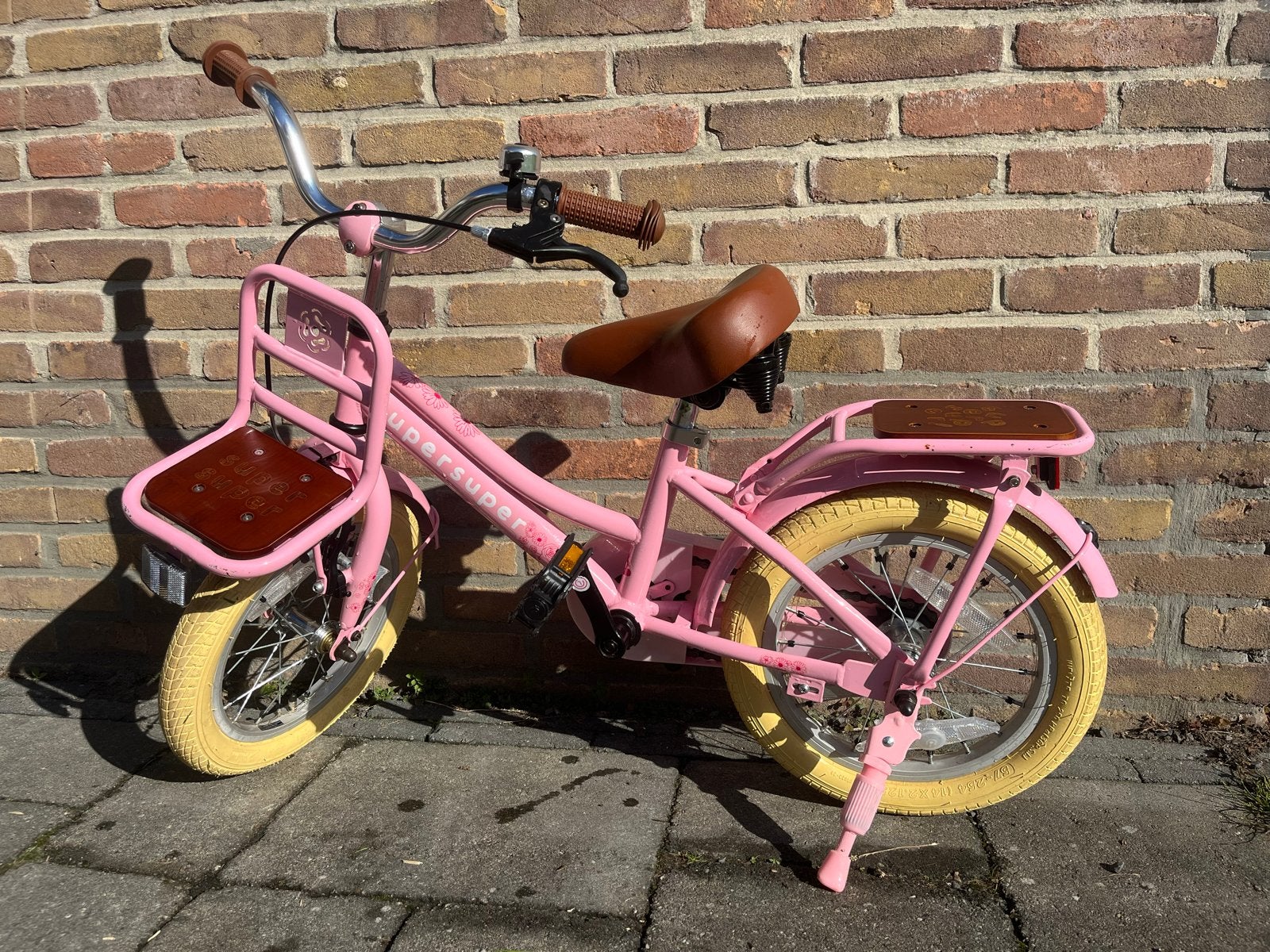 Super Super Cooper Bamboo 14 inch kinderfiets roze, Ophalen, Gebruikt, Minder dan 16 inch