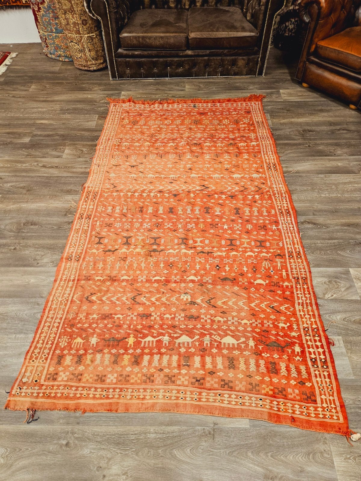 Handgeweven Kelim Tapijt. Heel Uniek! Prachtige patronen!, 100 tot 150 cm, 200 cm of meer, Ophalen of Verzenden, Zo goed als nieuw