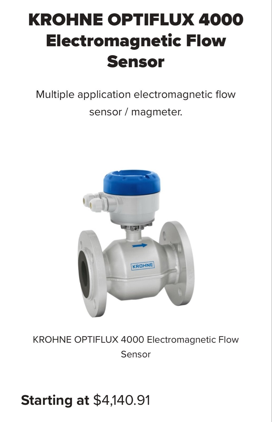 KROHNE OPTIFLUX 4000 Elektromagnetische Flow Sensor, Ophalen