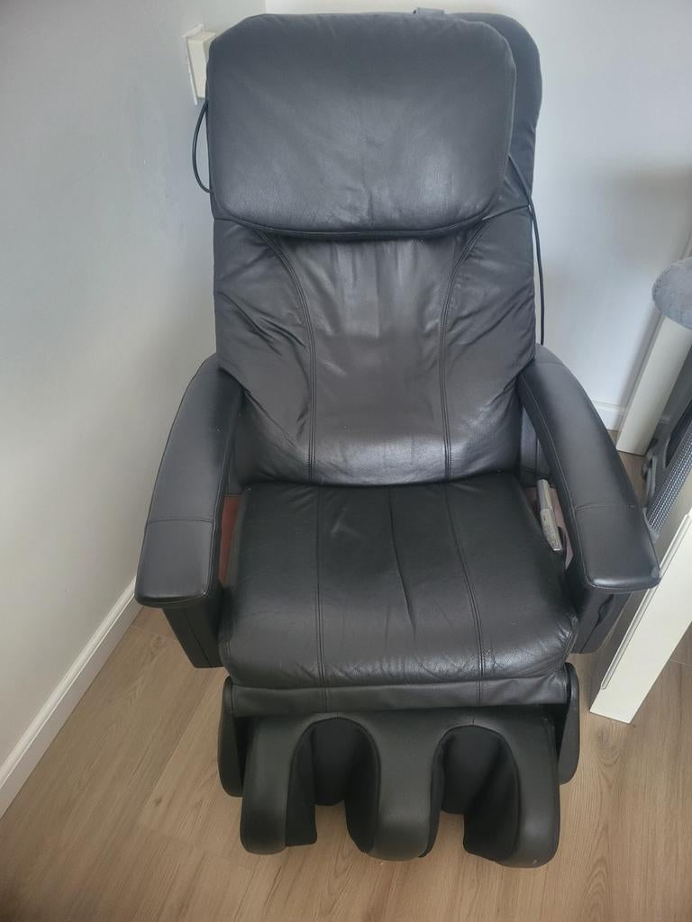 Massagestoel met voetmassage, Gebruikt, Zwart, Modern, Comfort, Leer