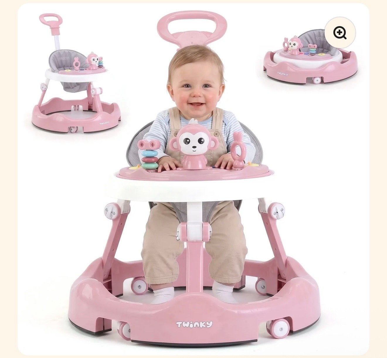 Twinky Babywalker - Roze Loopstoel met Speelgoed, Ophalen of Verzenden, Zo goed als nieuw