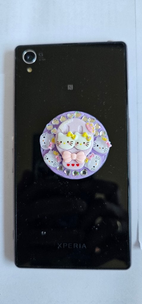 Paarse Hello Kitty Popsocket, Ophalen of Verzenden, Gebruikt, Telefoonhanger of Accessoire, Universeel