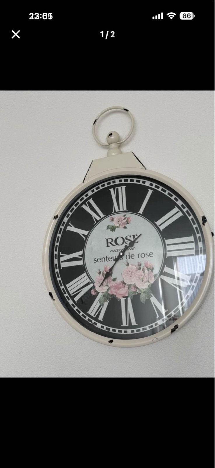Decoratieve wandklok met rozenmotief, Ophalen of Verzenden
