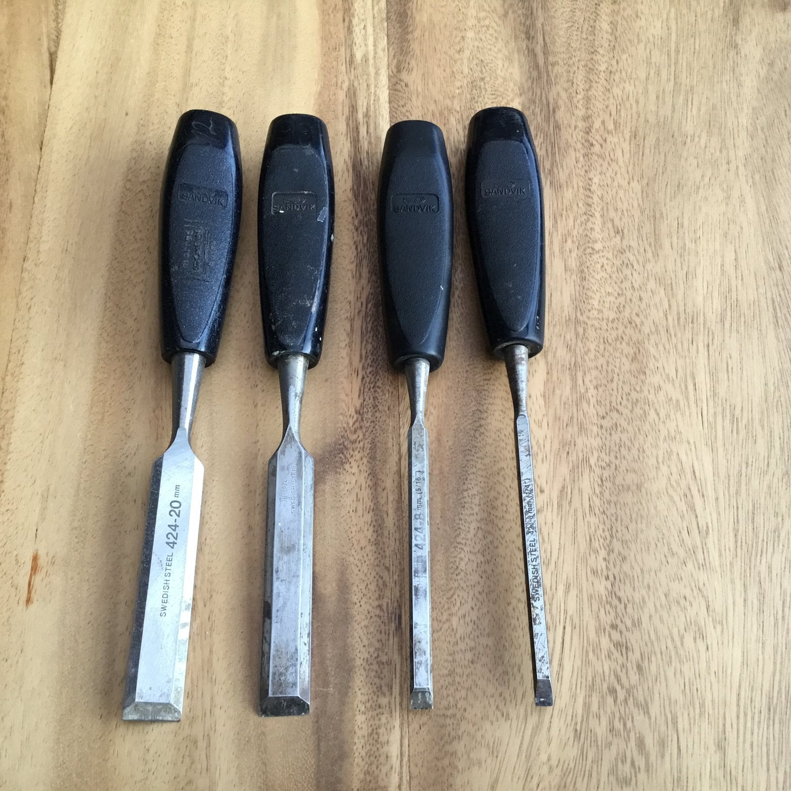 4 x gebruikte SANDVIK houtbeitels, Ophalen of Verzenden, Gebruikt