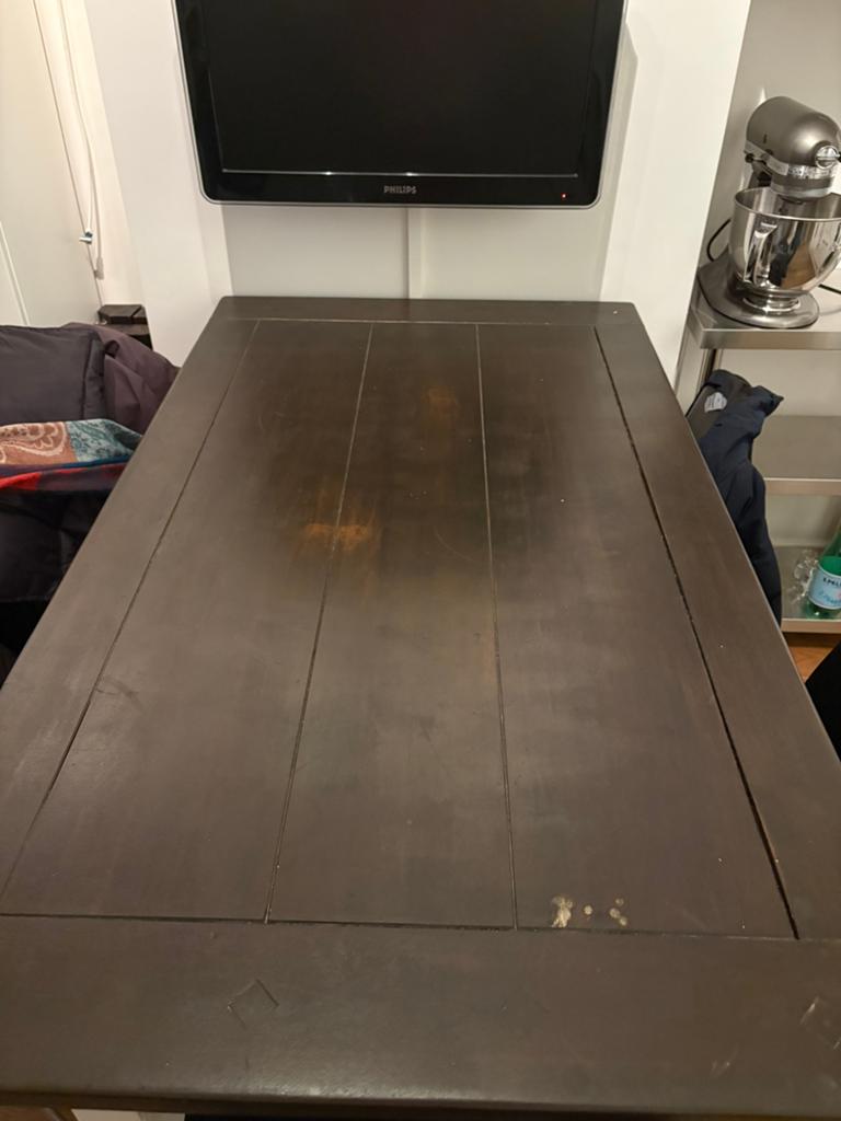 Massief houten tafel, Ophalen, Gebruikt, 100 tot 150 cm, 50 tot 100 cm