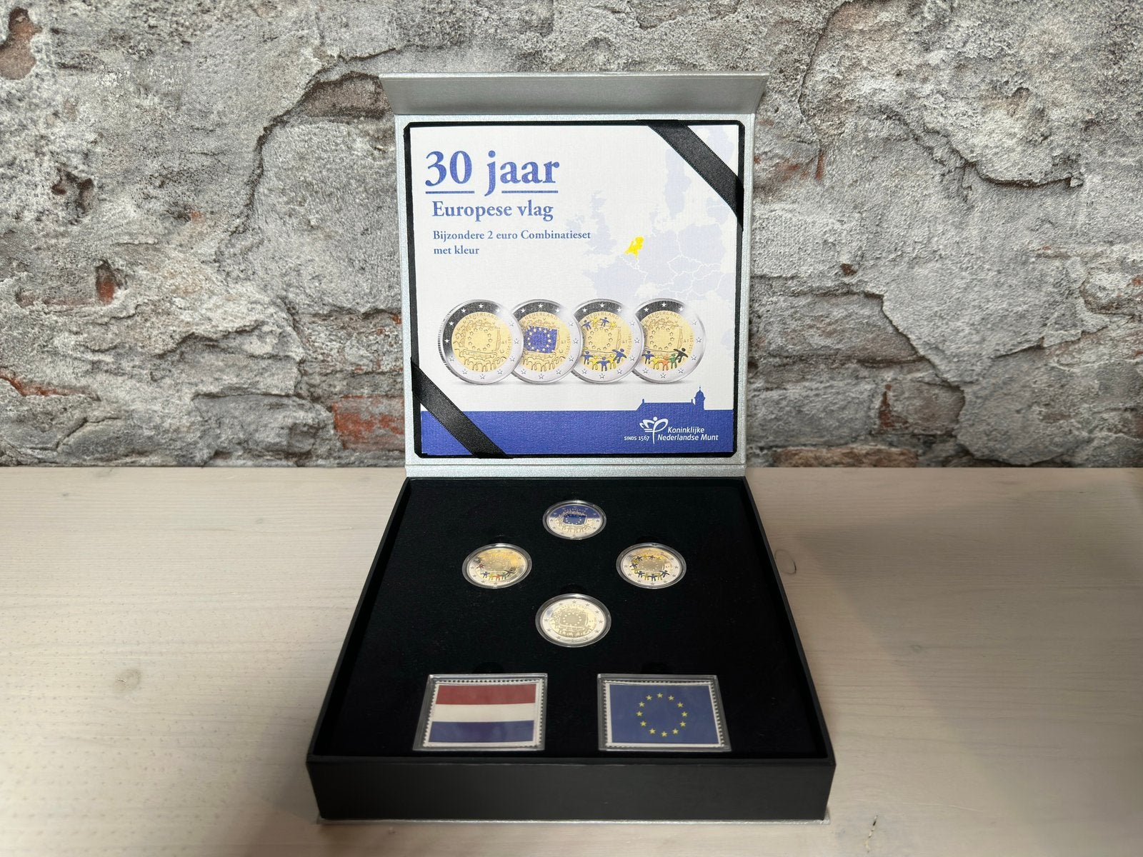 30 jaar europese vlag kleur muntset coincard, Ophalen of Verzenden, Koningin Beatrix, Euro's