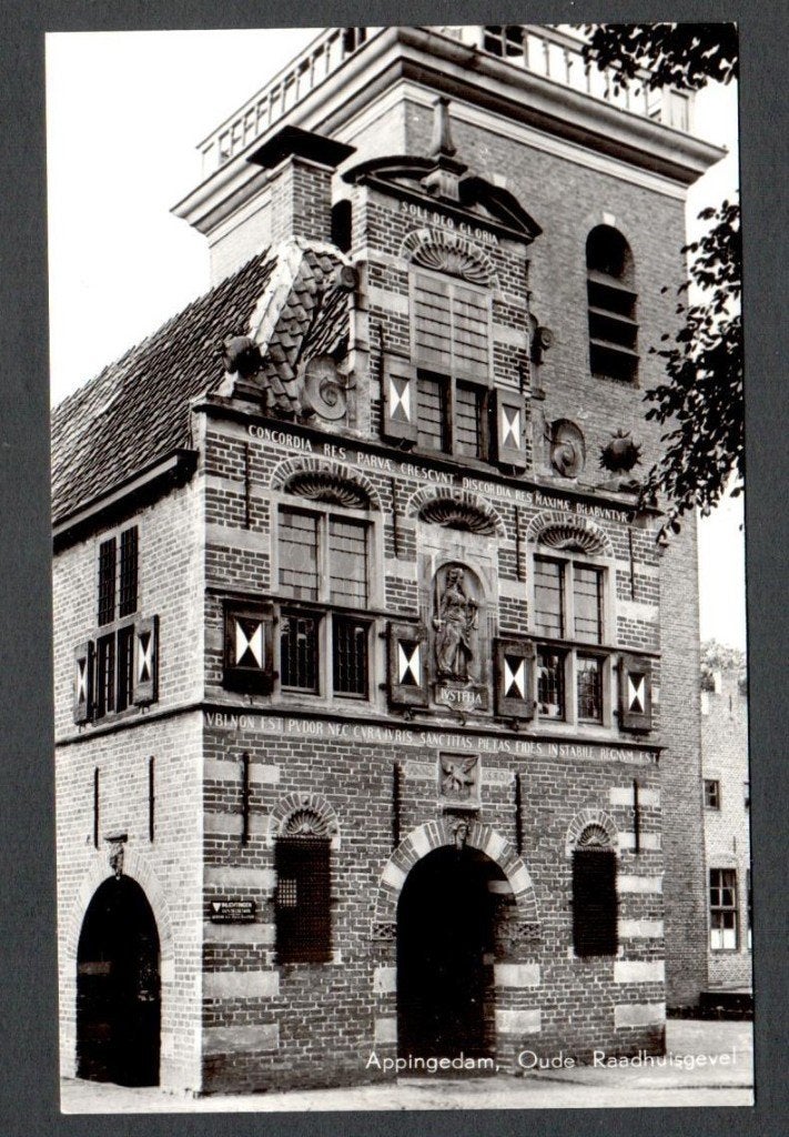 Oude Ansicht - Appingedam Oude Raadhuisgevel - Gr., Ophalen of Verzenden, 1940 tot 1960, Ongelopen, Groningen