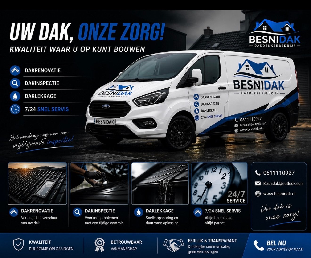 Dakdekkerbedrijf ALMERE  Gratis Offerte! eerlijke prijzen., 24-uursservice, Bitumineus