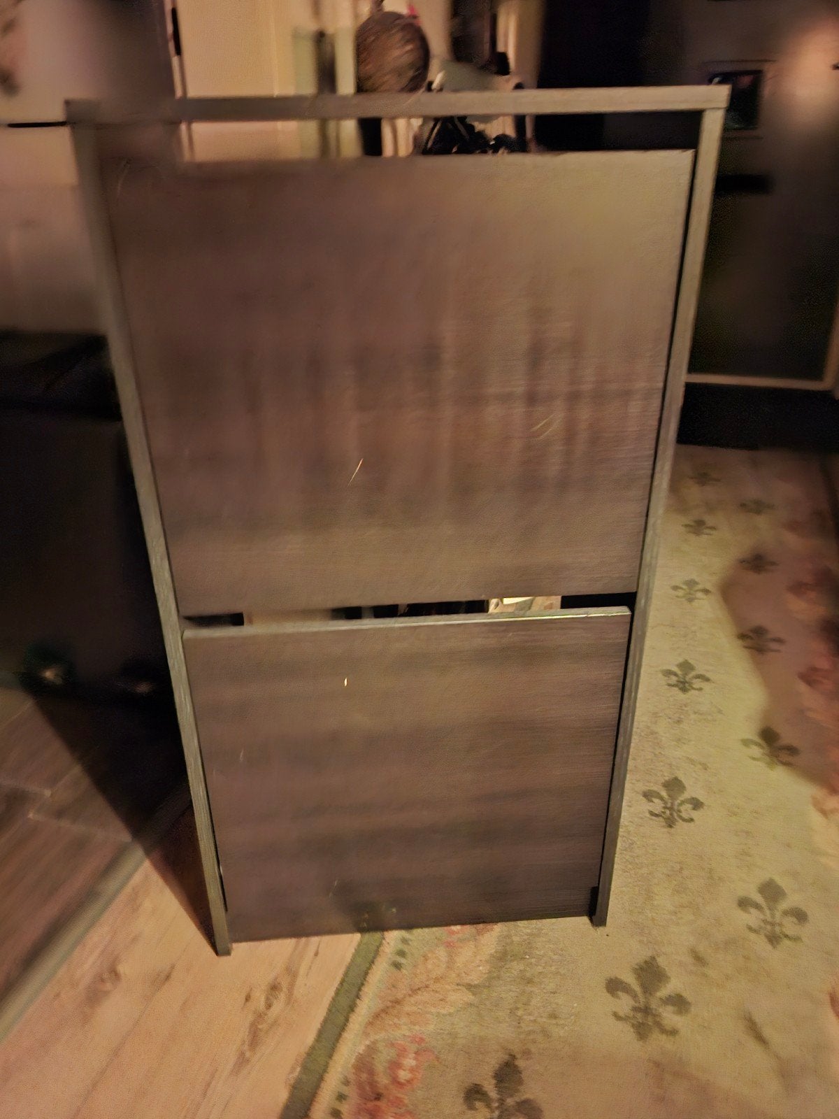 Smal zwart schoenenkastje met 2 kleppen, Huis en Inrichting, Ophalen, Gebruikt