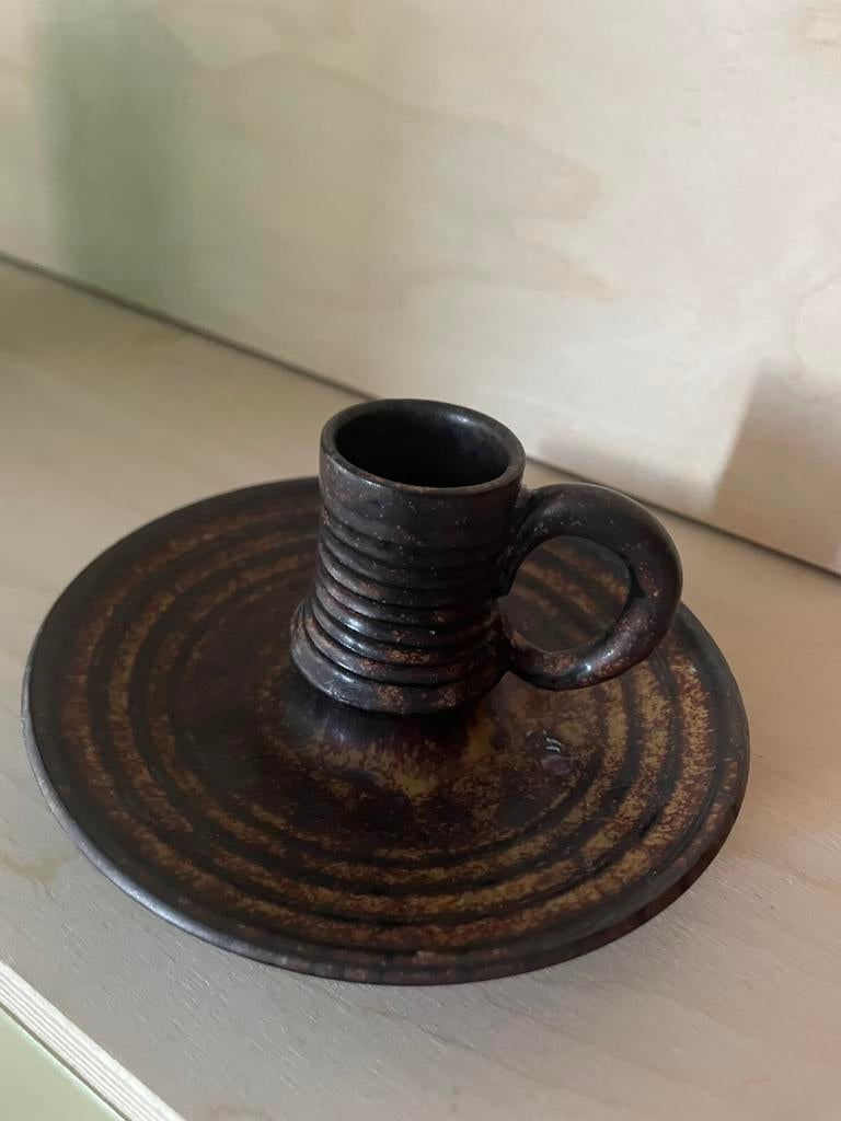 vintage kaars houder, Huis en Inrichting, Woonaccessoires | Kandelaars en Kaarsen, Overige materialen, Bruin, Ophalen of Verzenden