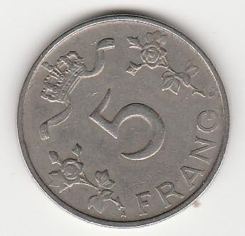 5 Franc Luxembourg 1949, Ophalen of Verzenden, Overige landen, Losse munt