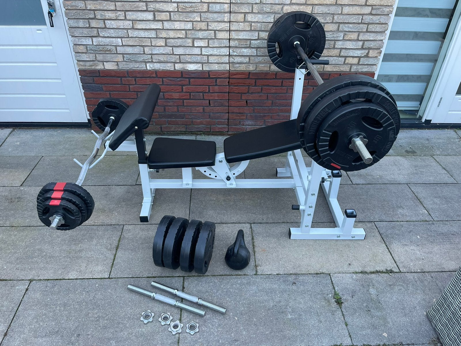 Universele gorilla sports halterset compleet! Full body, Sport en Fitness, Fitnessmaterialen, Ophalen, Zo goed als nieuw, Borst